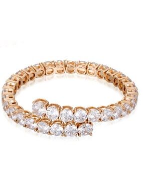 Bracelet 18k Gold Plated Real Crystal Adjustable Cuff Luxury Jewelry